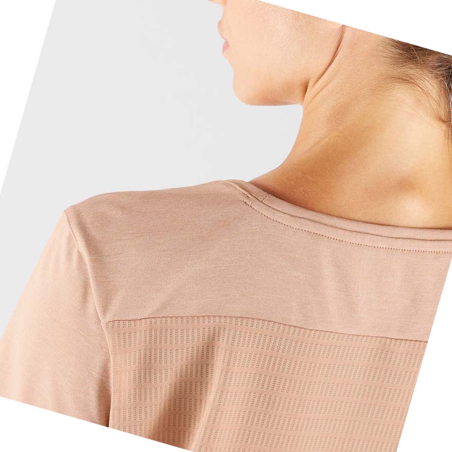 Camiseta Salomon OUTLINE SUMMER Mujer Beige | MX 2554TCE